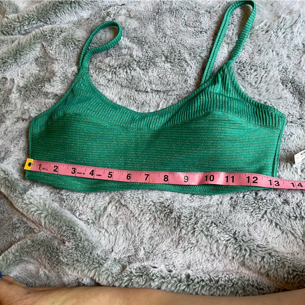 Green and Gold Adjustable Sparkle Bikini Top from Old Navy Size Medium NWT - Picture 8 of 10